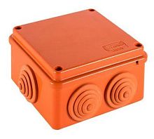 Коробка JBS100 100х100х55, 6 вых., 4P (2,5-16мм²) (43327HF) Коробка монтажная, огнестойкая, без галогена